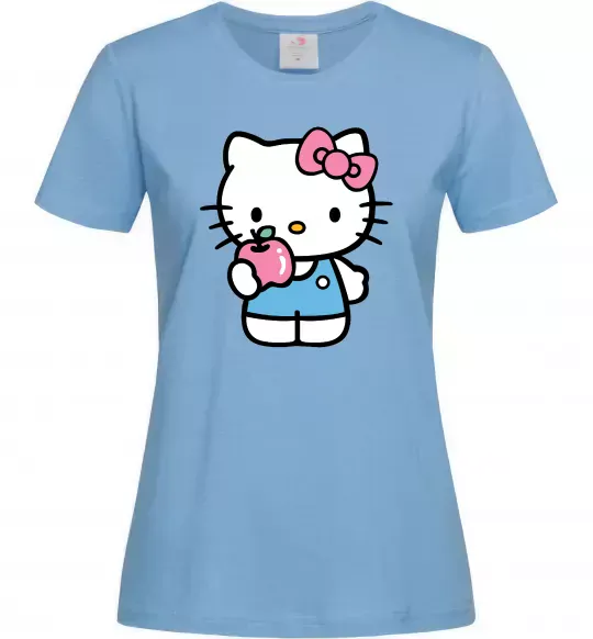 Жіноча футболка Hello kitty with apple Блакитний фото
