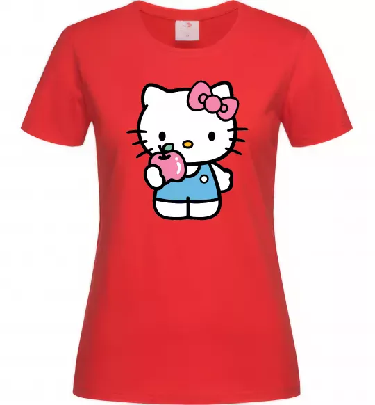 Жіноча футболка Hello kitty with apple Червоний фото