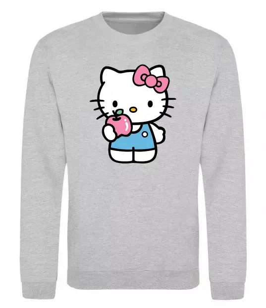 Свитшот Hello kitty with apple Серый меланж фото