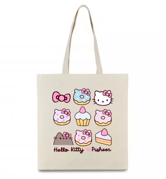 Еко-сумка Hello kitty and pusheen Бежевий фото