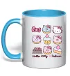 Чашка с цветной ручкой Hello kitty and pusheen Голубой фото