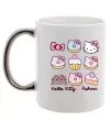 Чашка с цветной ручкой Hello kitty and pusheen Серебро фото