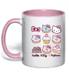 Чашка с цветной ручкой Hello kitty and pusheen Нежно розовый фото