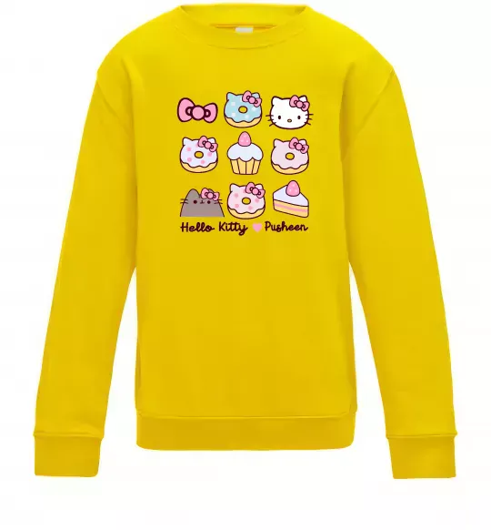 Дитячий світшот Hello kitty and pusheen Сонячно жовтий фото