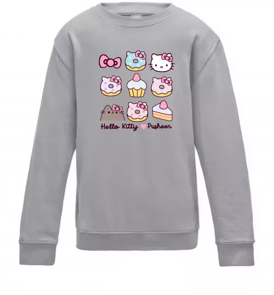 Дитячий світшот Hello kitty and pusheen Сірий меланж фото