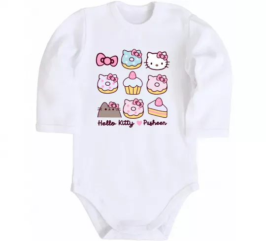Детский боди Hello kitty and pusheen Белый фото