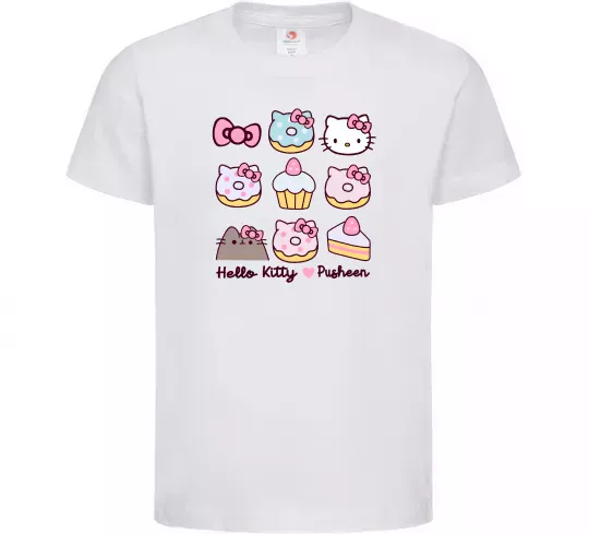 Детская футболка Hello kitty and pusheen Белый фото