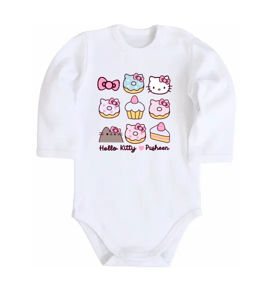 Дитячий бодік Hello kitty and pusheen Білий фото