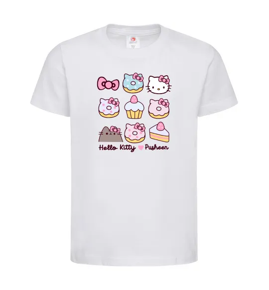 Дитяча футболка Hello kitty and pusheen Білий фото