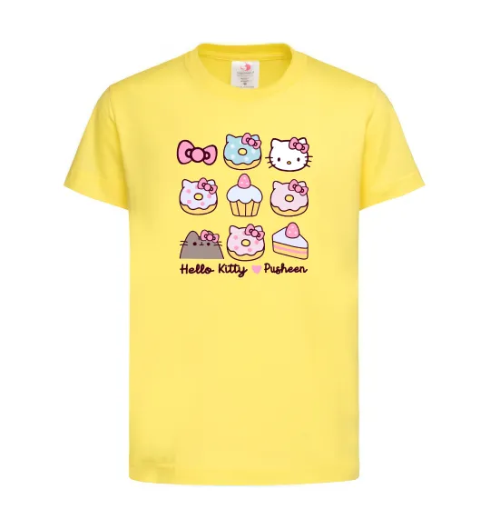 Дитяча футболка Hello kitty and pusheen Лимонний фото