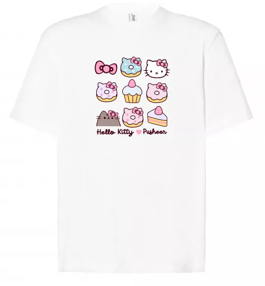 Футболка Оверсайз Hello kitty and pusheen Белый фото