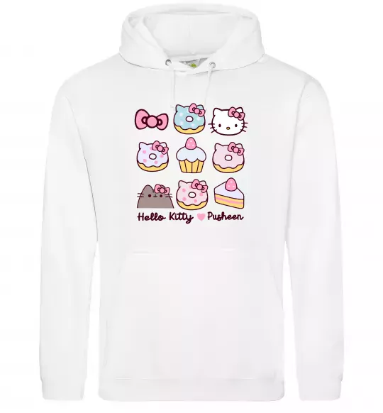 Женская толстовка (худи) Hello kitty and pusheen Белый фото