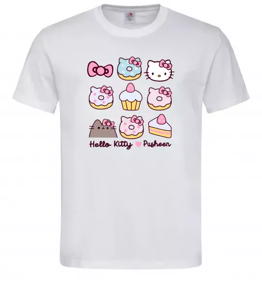 Чоловіча футболка Hello kitty and pusheen Білий фото