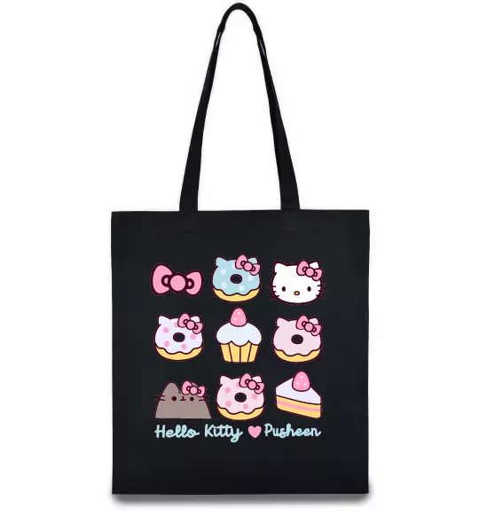 Еко-сумка Hello kitty and pusheen Чорний фото