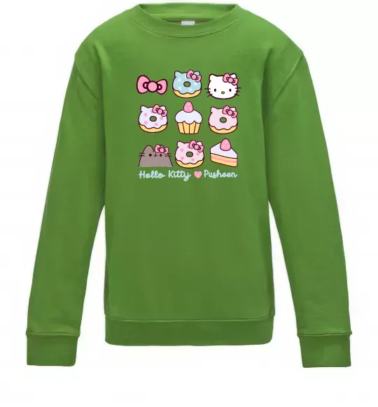 Дитячий світшот Hello kitty and pusheen Лаймовий фото