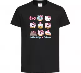 Дитяча футболка Hello kitty and pusheen Чорний фото
