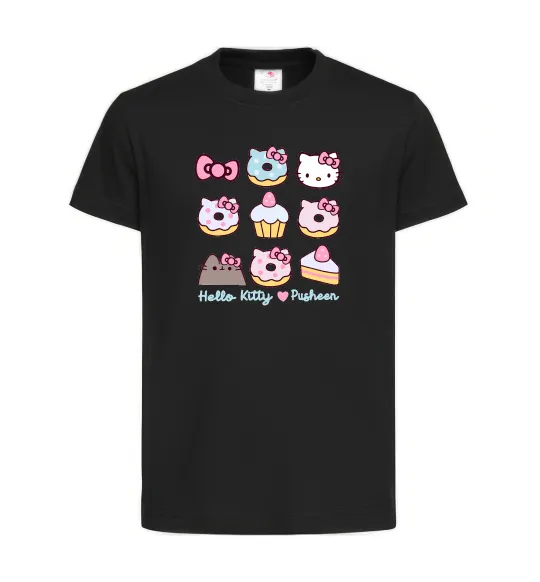 Дитяча футболка Hello kitty and pusheen Чорний фото