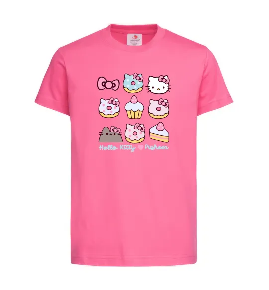 Дитяча футболка Hello kitty and pusheen Яскраво-рожевий фото