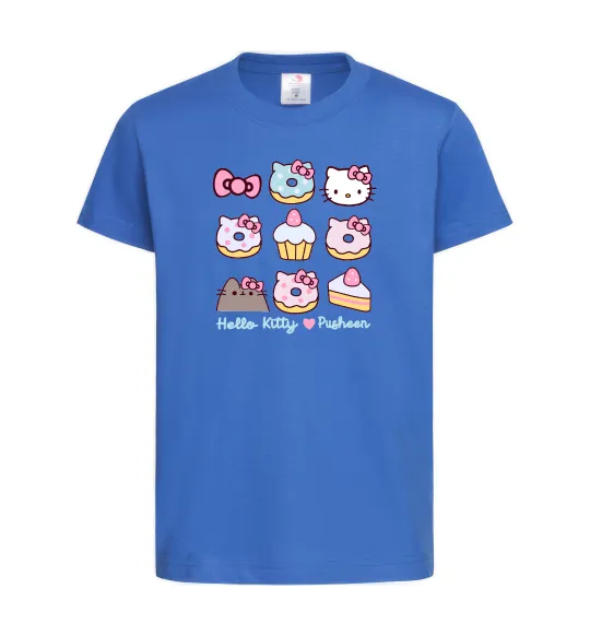 Дитяча футболка Hello kitty and pusheen Яскраво-синій фото