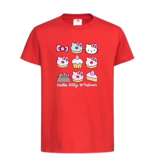 Дитяча футболка Hello kitty and pusheen Червоний фото