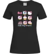Жіноча футболка Hello kitty and pusheen Чорний фото