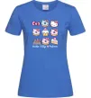 Жіноча футболка Hello kitty and pusheen Яскраво-синій фото