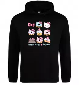 Женская толстовка (худи) Hello kitty and pusheen Черный фото