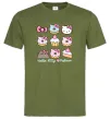 Чоловіча футболка Hello kitty and pusheen Оливковий фото