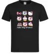 Чоловіча футболка Hello kitty and pusheen Чорний фото