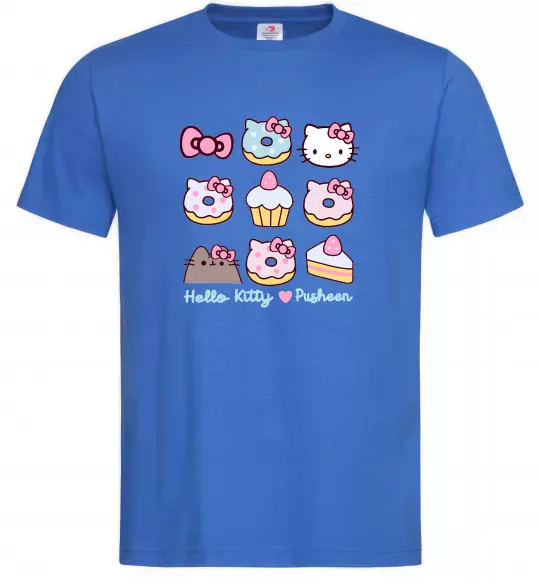 Чоловіча футболка Hello kitty and pusheen Яскраво-синій фото