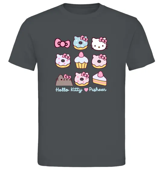 Чоловіча футболка Hello kitty and pusheen Графіт фото