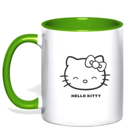 Чашка с цветной ручкой Hello kitty Лаймовый фото