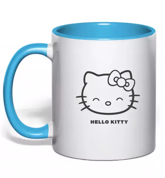 Чашка з кольоровою ручкою Hello kitty Блакитний фото