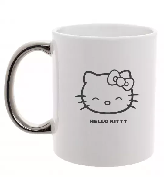 Чашка з кольоровою ручкою Hello kitty Срібло фото