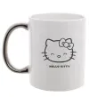 Чашка з кольоровою ручкою Hello kitty Срібло фото