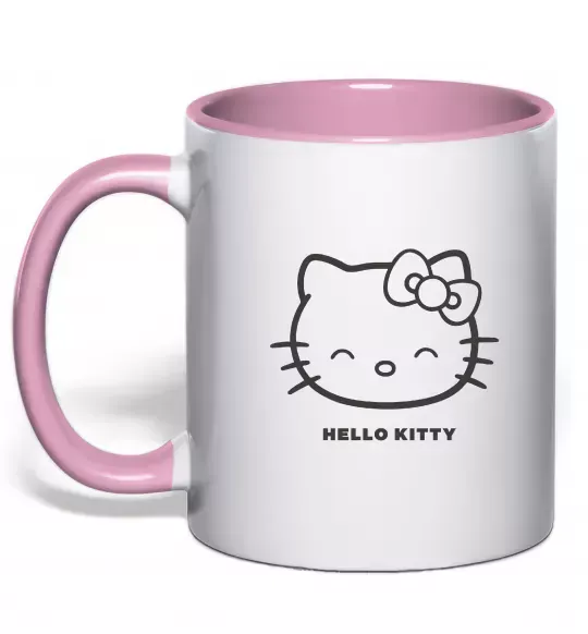 Чашка з кольоровою ручкою Hello kitty Ніжно рожевий фото