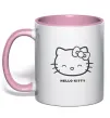 Чашка з кольоровою ручкою Hello kitty Ніжно рожевий фото