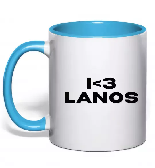 Чашка с цветной ручкой I <3 Lanos Голубой фото
