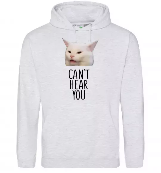 Жіноча толстовка (худі) Can`t hear you cat Сірий меланж фото
