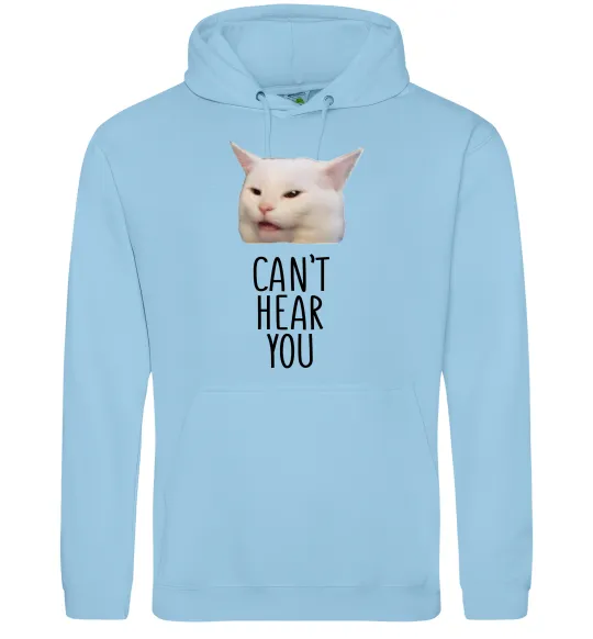 Жіноча толстовка (худі) Can`t hear you cat Блакитний фото