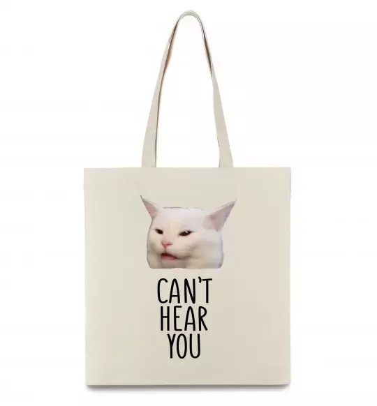 Эко-сумка Can`t hear you cat Бежевый фото