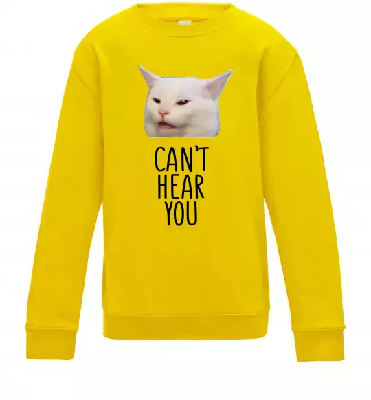 Детский Свитшот Can`t hear you cat Солнечно желтый фото