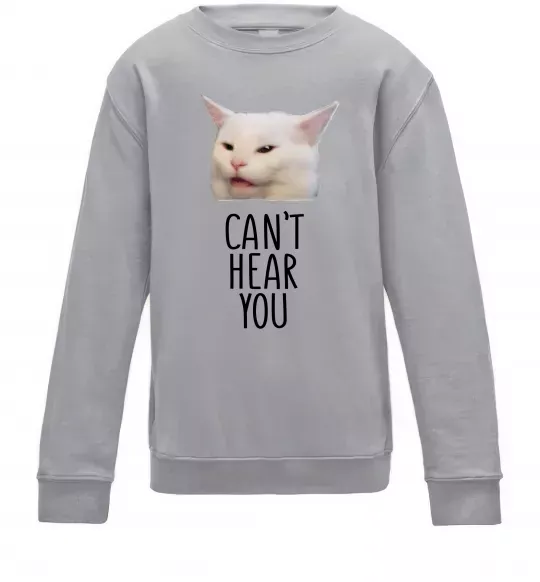 Детский Свитшот Can`t hear you cat Серый меланж фото