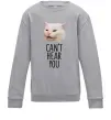 Детский Свитшот Can`t hear you cat Серый меланж фото