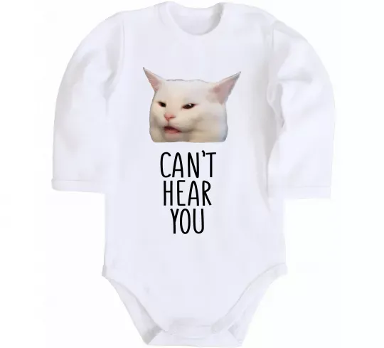 Детский боди Can`t hear you cat Белый фото