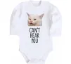 Детский боди Can`t hear you cat Белый фото
