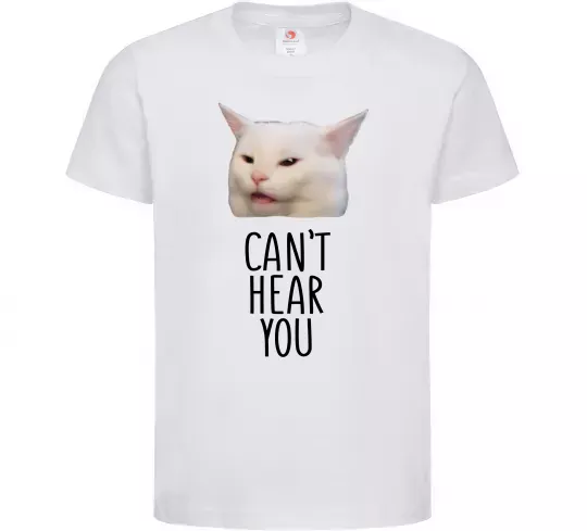 Дитяча футболка Can`t hear you cat Білий фото