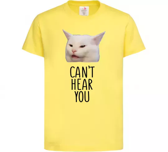 Дитяча футболка Can`t hear you cat Лимонний фото