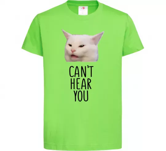 Дитяча футболка Can`t hear you cat Лаймовий фото