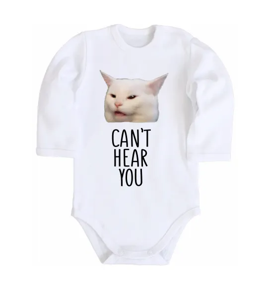 Детский боди Can`t hear you cat Белый фото